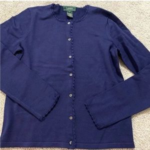 Lauren Ralph Lauren Vintage Petites Silk Long Sleeve Button Down Cardigan